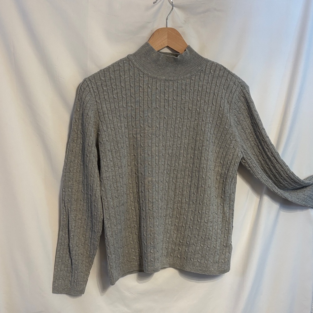 Classic Elements Preppy Light Gray Cable Mock Nec… - image 1